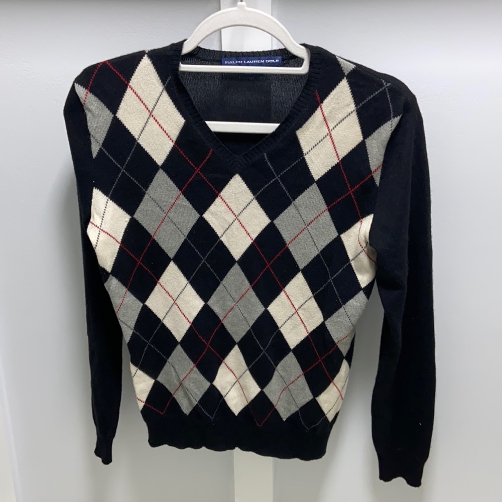 Classic Black Ralph Lauren Argyle Golf Sweater